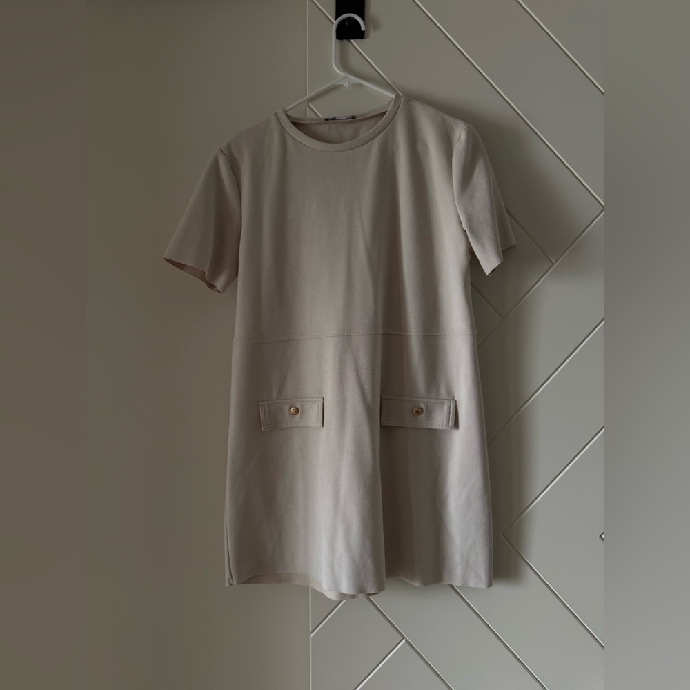 Zara Cream Short Sleeve Dress